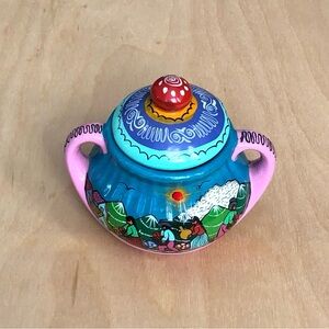 Colorful Hand-Painted Ceramic Sugar Bowl 6inX6in.